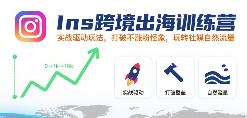 Ins跨境出海训练营，实战驱动玩法，打破不涨粉怪象，玩转社媒自然流量|无忧资源社