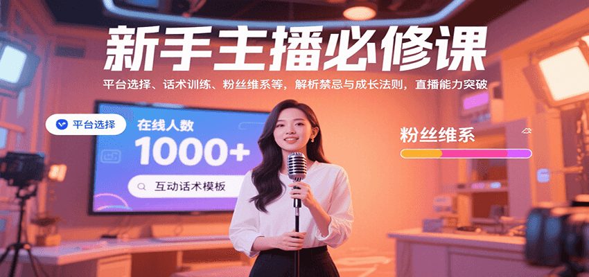 新手主播必修课：平台选择、话术训练、粉丝维系等，解析禁忌与成长法则，突破直播能力|无忧资源社