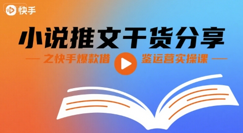 小说推文干货分享之快手爆款借鉴运营实操课|无忧资源社