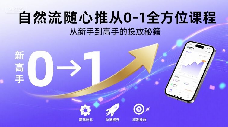 自然流随心推从0-1全方位课程，从新手到高手的投放秘籍|无忧资源社