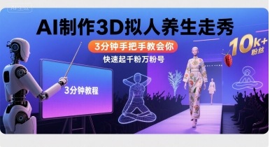 Ai制作3D拟人养生走秀，3分钟手把手教会你，快速起千粉万粉号|无忧资源社