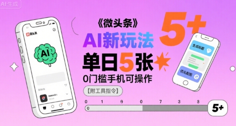 微头条AI新玩法，小白单日5张+，0门槛手机可操作【附工具指令】|无忧资源社