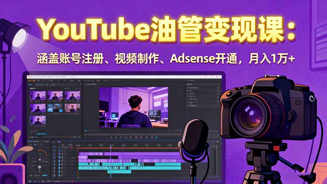 （15987期）2025YouTube油管变现课：涵盖账号注册、视频制作、Adsense开通，月入1万+|无忧资源社