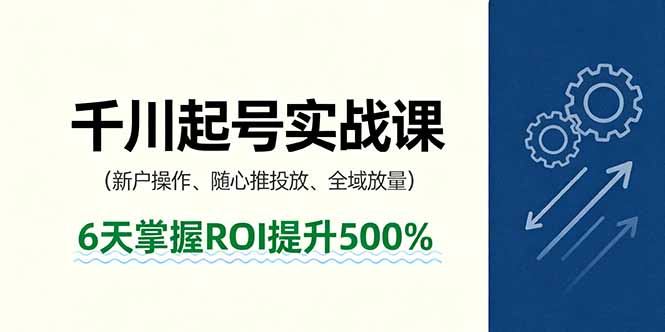 （16086期）抖音千川起号实战课，新户操作,随心推投放,全域放量，6天掌握ROI提升500%|无忧资源社
