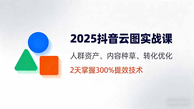 （16063期）2025抖音云图实战课，人群资产、内容种草、转化优化，2天掌握300%提效技术|无忧资源社