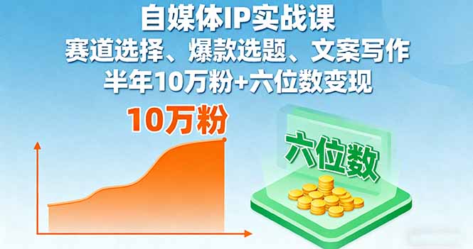 （16121期）自媒体IP实战课，赛道选择、爆款选题、文案写作，半年10万粉+六位数变现|无忧资源社