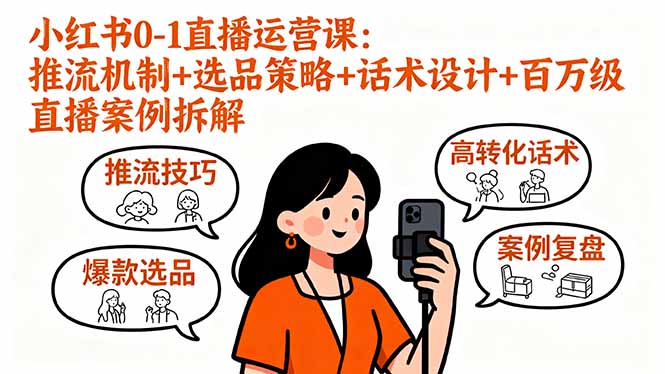 （16002期）小红书0-1直播运营课：推流机制+选品策略+话术设计+百万级直播案例拆解|无忧资源社