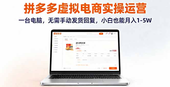 （16138期）拼多多虚拟电商实操运营，一台电脑，无需手动发货回复，小白也能月入1-5W|无忧资源社