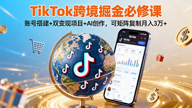 （16003期）TikTo跨境掘金必修课，账号搭建+双变现项目+AI创作，可矩阵复制月入3万+|无忧资源社