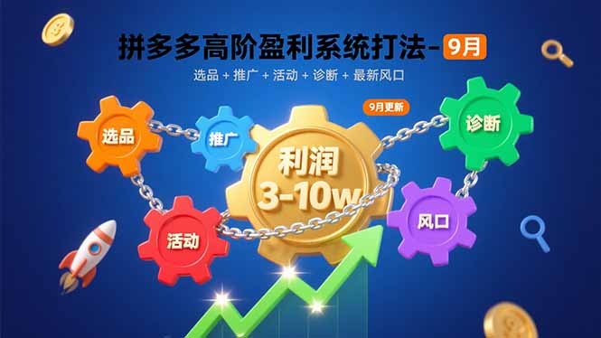 （15916期）拼多多高阶盈利系统打法-9月：选品+推广+活动+诊断+最新风口，月利润3-10w|无忧资源社