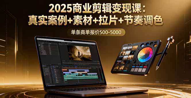 (16130期)2025商业剪辑变现课:真实案例+素材+拉片+节奏调色,单条商单报价500-5000|无忧资源社