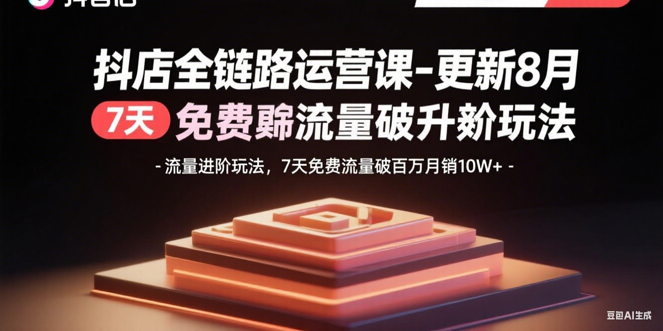 （15918期）抖店全链路运营课-更新8月：流量进阶玩法，7天免费流量破百万月销10W+|无忧资源社