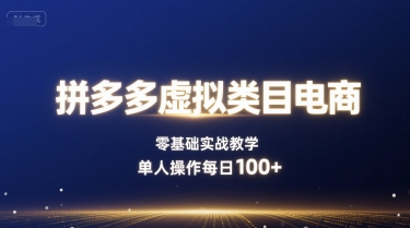 拼多多虚拟类目电商，零基础实战教学，单人操作每日100+|无忧资源社