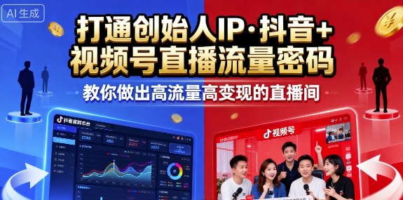 25年直播9-10两期线下课，打通创始人IP，抖音+视频号直播流量密码，教你做出高流量高变现的直播间|无忧资源社