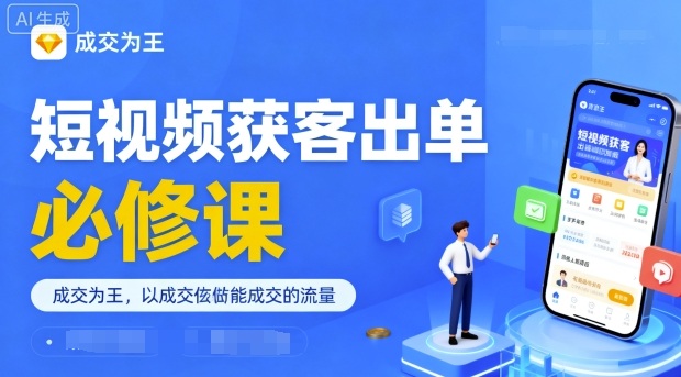 短视频获客出单必修课，成交为王，以成交为导向，直接做能成交的流量|无忧资源社