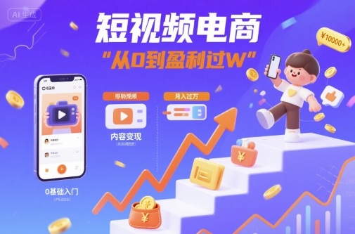 短视频电商：短视频变现从0到盈利过W|无忧资源社