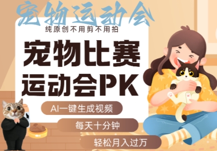AI一键生成宠物比赛运动会PK视频，纯原创不用剪不用拍，每天十分钟，轻松月入过1W+|无忧资源社
