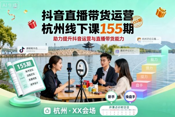 抖音直播带货运营杭州线下课155期，助力提升抖音运营与直播带货能力|无忧资源社