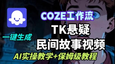Coze扣子工作流一键生成TK悬疑民间故事视频，AI实操教学+保姆级教程|无忧资源社