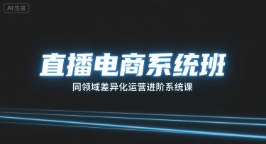 直播电商系统班，同领域差异化运营进阶系统课|无忧资源社