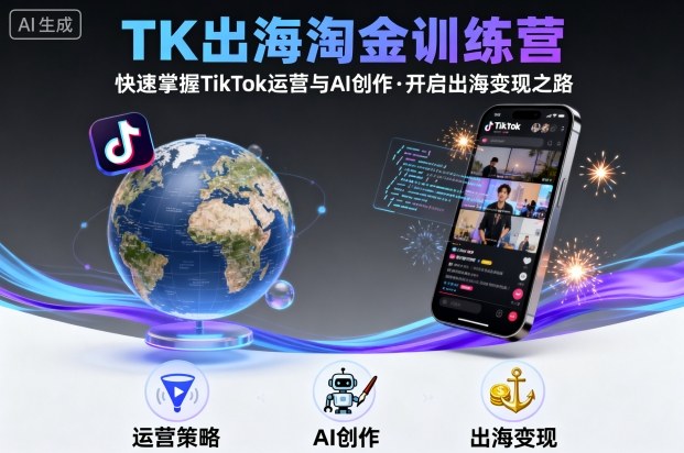 TK出海淘金训练营，助你快速掌握TikTok运营与AI创作，开启出海变现之路|无忧资源社