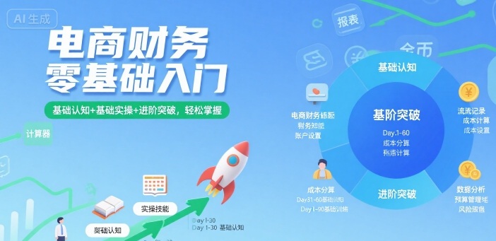 电商财务零基础入门，基础认知+基础实操+进阶突破，轻松掌握|无忧资源社