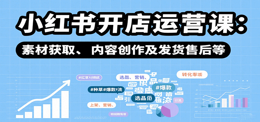 小红书开店运营课：选品、上架、营销、素材获取、内容创作及发货售后等|无忧资源社
