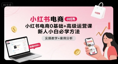 小红书电商0基础+高级运营课，新人小白必学方法，实操教学+案例分析|无忧资源社