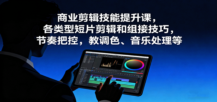 商业剪辑技能提升课，各类型短片剪辑和组接技巧，节奏把控，教调色、音乐处理等|无忧资源社