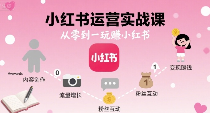 小红书运营实战课，从零到一玩賺小红书|无忧资源社