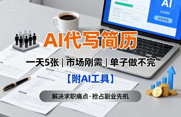 AI代写简历，一天5张，今年找工作难，市场刚需，单子做不完【附AI工具】|无忧资源社