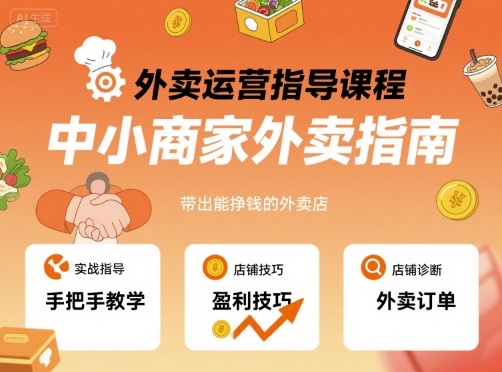 外卖运营指导课程，中小商家外卖指南，手把手带出能挣钱的外卖店|无忧资源社