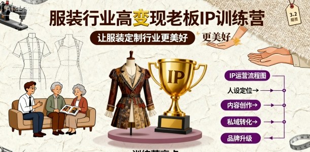 服装行业高变现老板IP训练营，让服装定制行业更美好|无忧资源社
