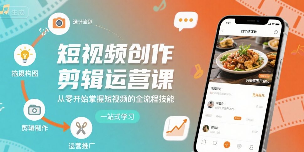 短视频创作剪辑运营课，从零开始掌握短视频的全流程技能|无忧资源社