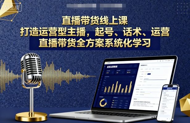 直播带货线上课，打造运营型主播，起号、话术、运营，直播带货全方案系统化学习|无忧资源社
