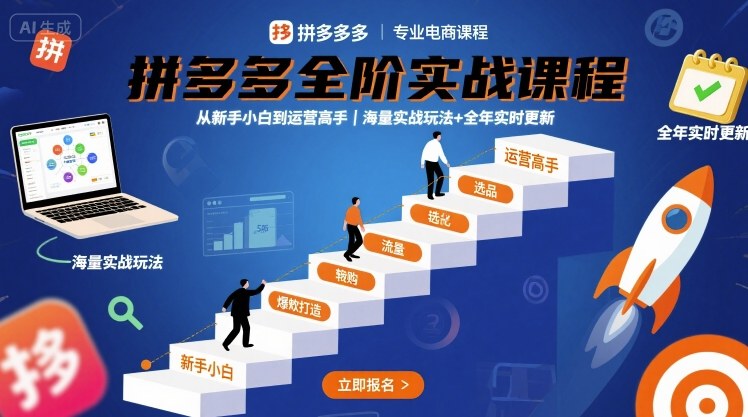 拼多多全阶实战课程，从新手小白到运营高手，海量实战玩法+全年实时更新【2025年9月更新】|无忧资源社