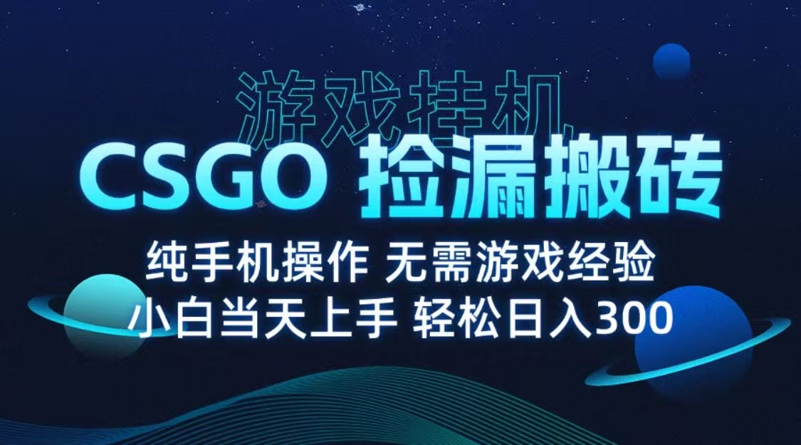 9月最新游戏搬砖，CSGO纯挂机，不需要玩游戏，实现真挂机，月入1W+|无忧资源社