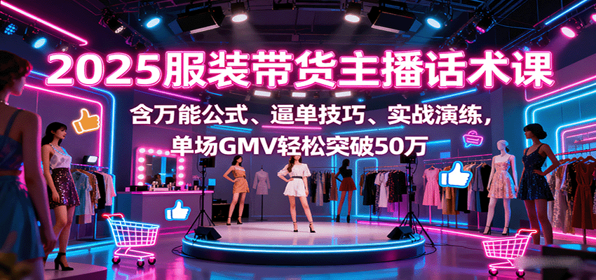 2025服装带货主播话术课，含万能公式、逼单技巧、实战演练，单场GMV轻松突破50万|无忧资源社
