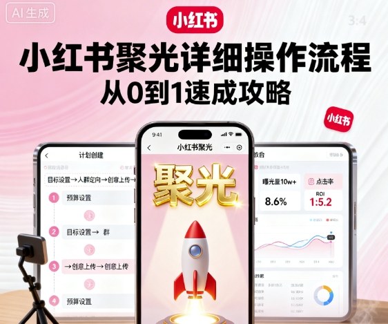小红书聚光详细操作流程，小红书聚光从0到1速成攻略|无忧资源社