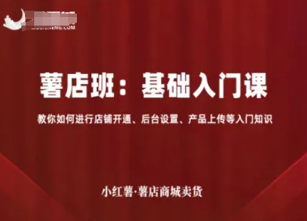 小红薯薯店商城卖货，基础入门课，教你如何进行店铺开通、后台设置、产品上传等入门知识|无忧资源社