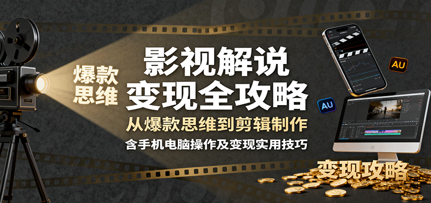 影视解说变现全攻略：从爆款思维到剪辑制作，含手机电脑操作及变现实用技巧|无忧资源社