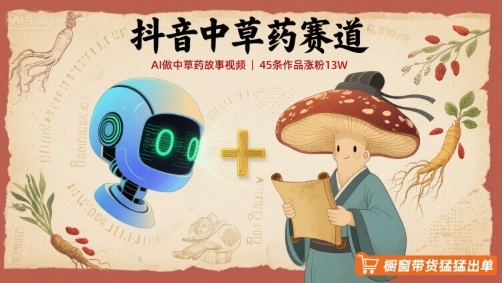 抖音中草药赛道，用AI做中草药故事视频，45条作品涨粉13W，橱窗带货猛猛出单|无忧资源社