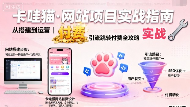 卡哇猫·网站项目，网站搭建与运营以及引流跳转付费|无忧资源社