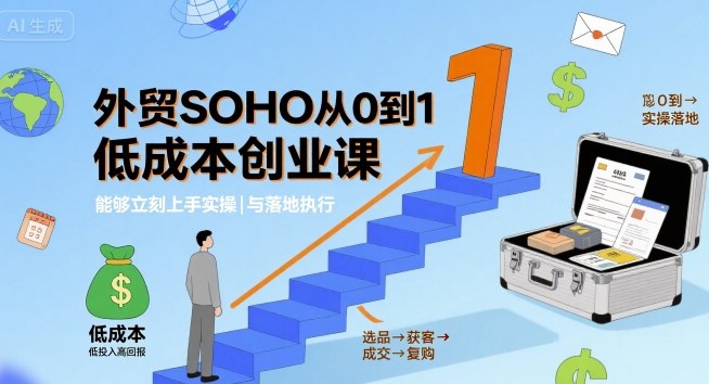 外贸SOHO从0到1低成本创业课，能够立刻上手实操与落地执行|无忧资源社
