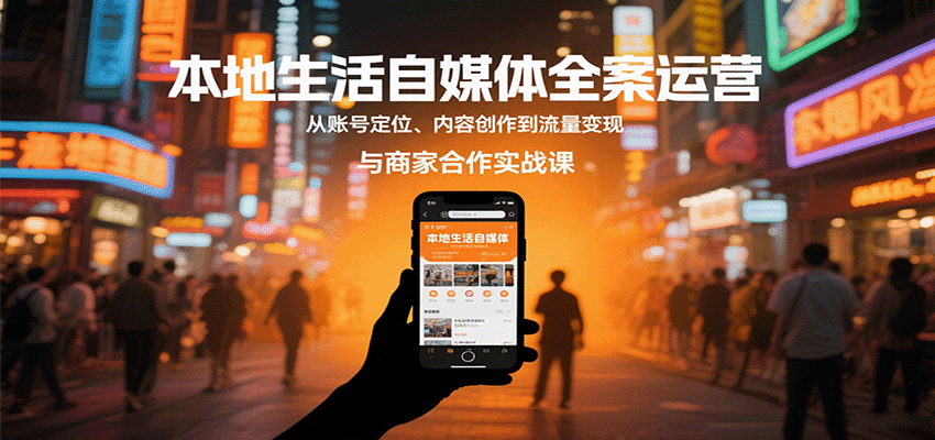 本地生活自媒体全案运营，从账号定位、内容创作到流量变现与商家合作实战课|无忧资源社