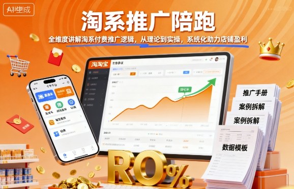 淘系推广陪跑，全维度讲解淘系付费推广逻辑，从理论到实操，系统化助力店铺盈利|无忧资源社