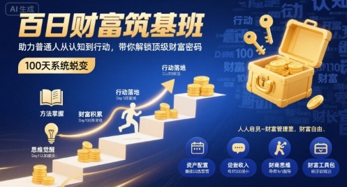 百日财富筑基班，助力普通人从认知到行动，带你解锁顶级财富密码|无忧资源社