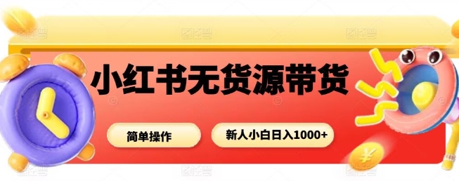 小红书无货源带货项目，简单无脑，新人小白日入多张|无忧资源社