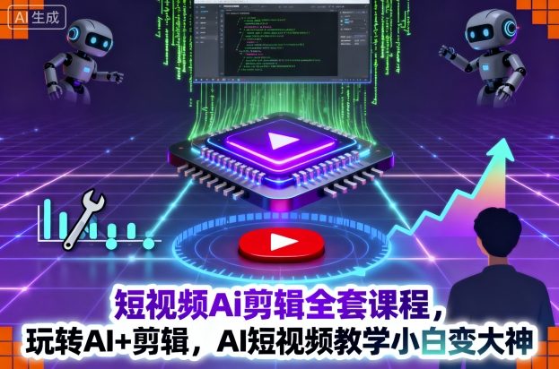 短视频Ai剪辑全套课程,玩转AI+剪辑,AI短视频教学小白变大神|无忧资源社
