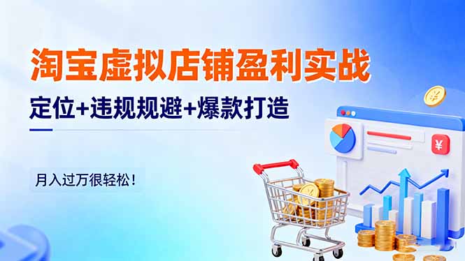 （16387期）淘宝虚拟店铺盈利实战：定位+违规规避+爆款打造，月入过万很轻松！|无忧资源社
